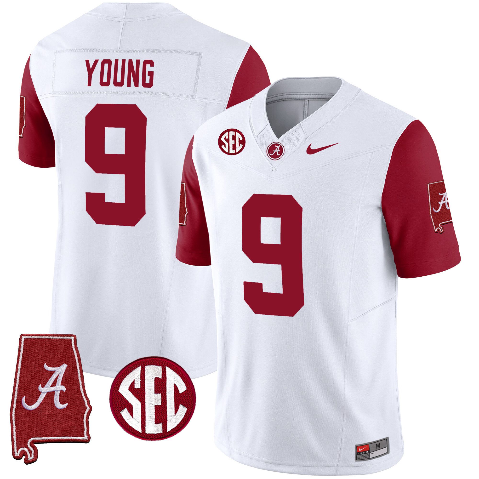 Men Alabama Crimson Tide #9 Young White 2024 Nike Vapor Limited NCAA Jersey style 2